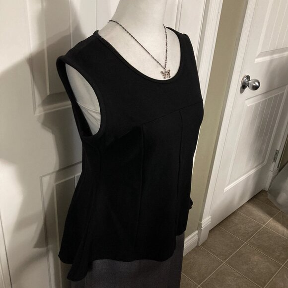 GUILTY Black high-low hem flared peplum shirt ~ Goth MEDIUM LARGE stretchy top - Picture 5 of 14